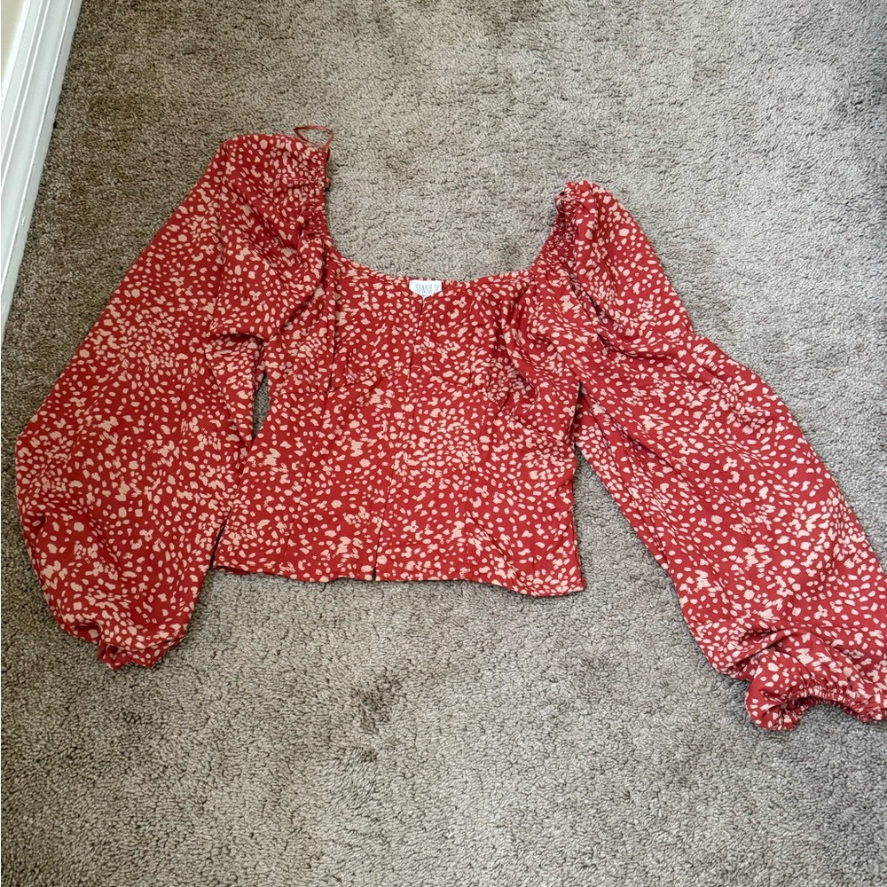 Sienna Sky Scarlet and Cream Patterned Blouse